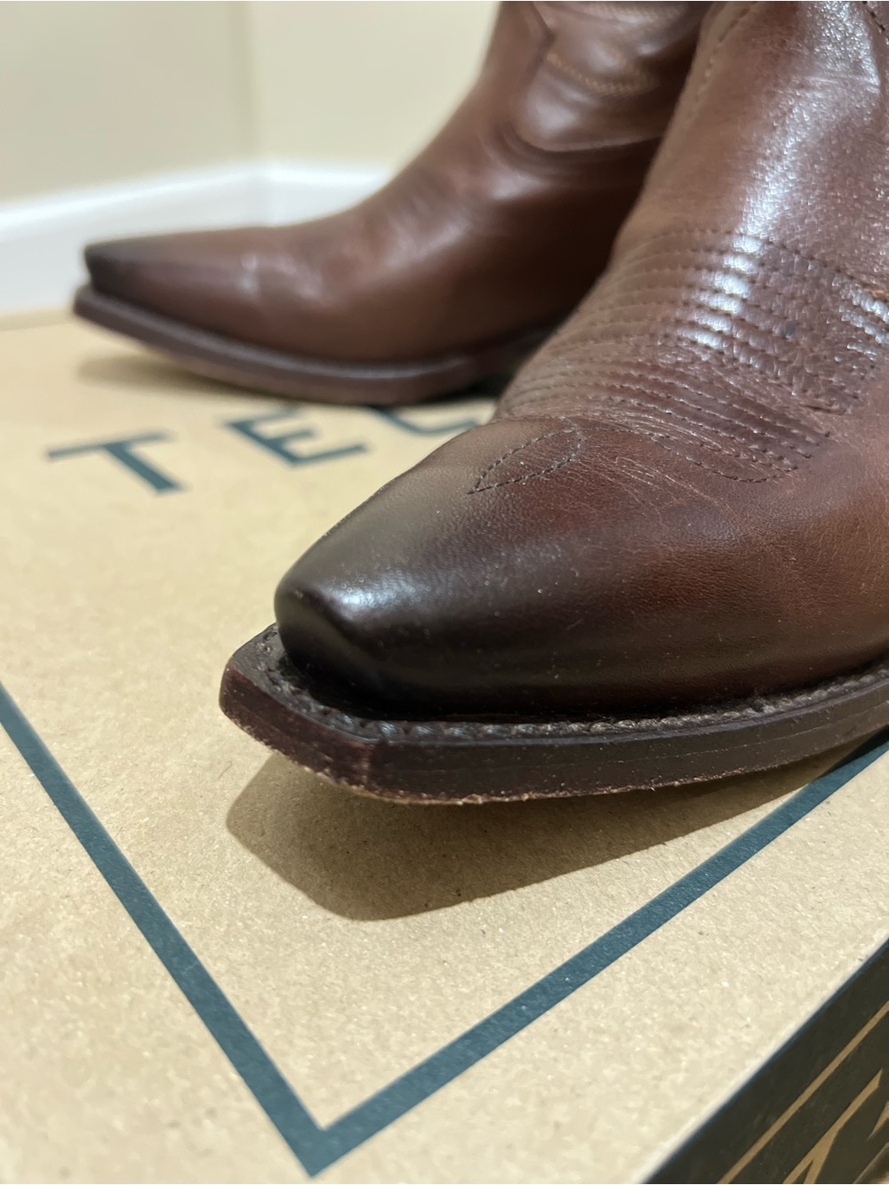 Tecovas Women’s Brown Leather Cowboy Boots - The Annie - Sequoia Cowhide Leather - Picture 8 of 15